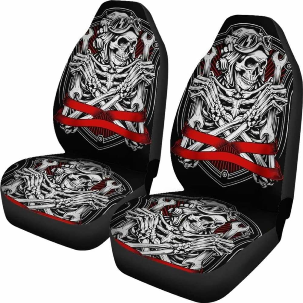 Set 2 Pcs Gothic Skull Car Seat Covers 172727