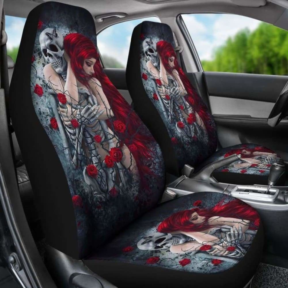 Set 2 Pcs Gothic Skull Car Seat Covers 172727