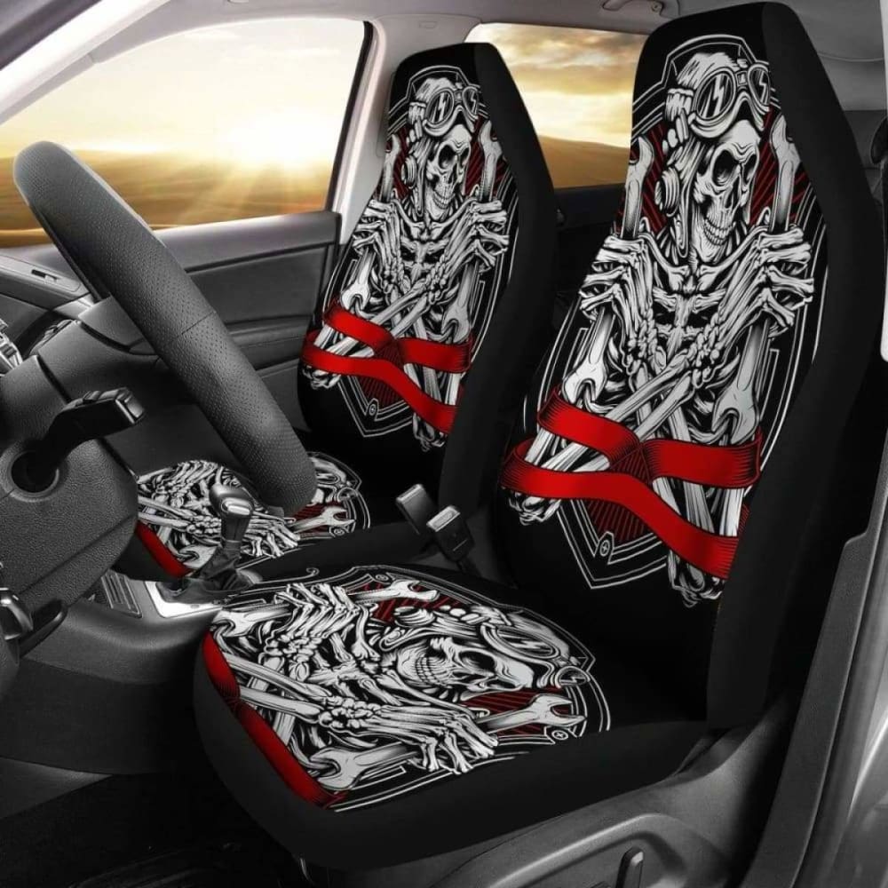 Set 2 Pcs Gothic Skull Car Seat Covers 172727
