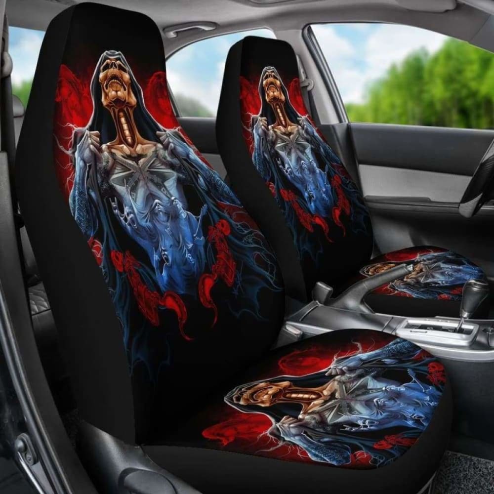 Set 2 Pcs Gothic Skull Car Seat Covers 172727