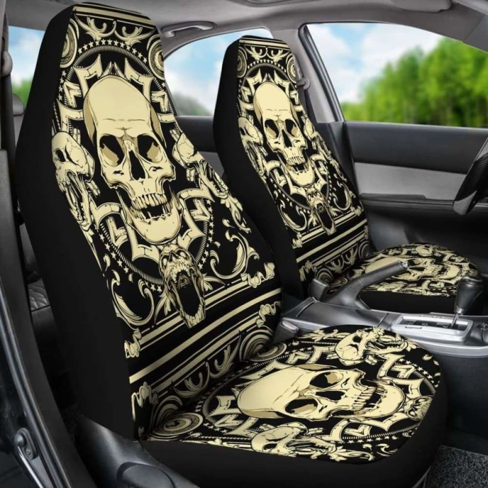 Set 2 Pcs Gothic Skull Car Seat Covers 172727