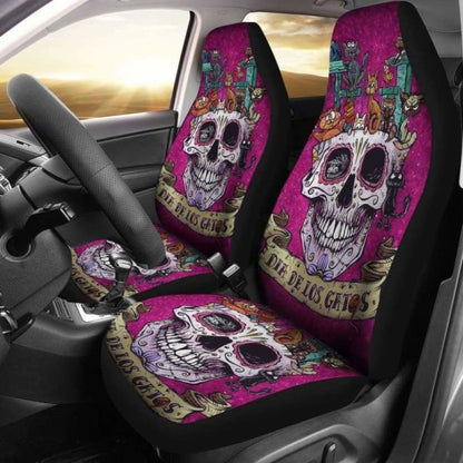 Set 2 Pcs Gothic Skull Car Seat Covers 172727
