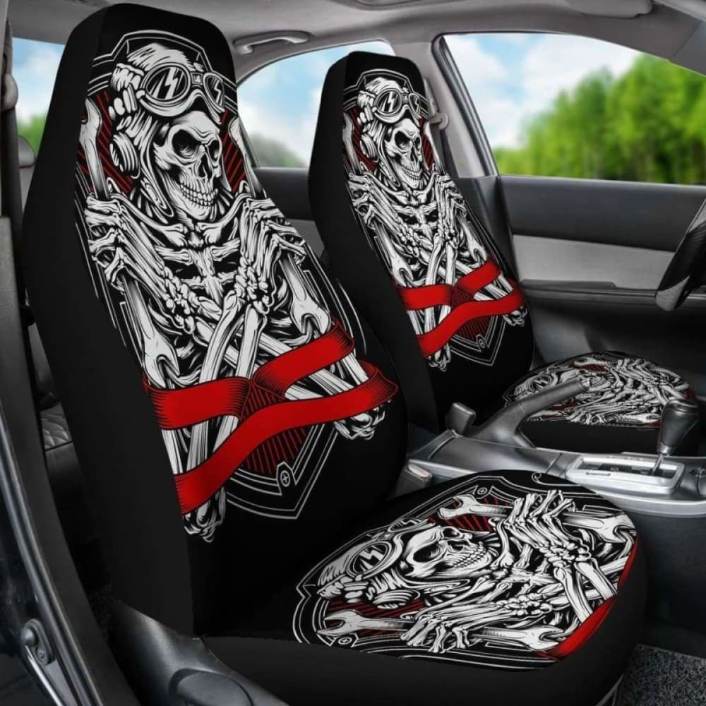 Set 2 Pcs Gothic Skull Car Seat Covers 172727