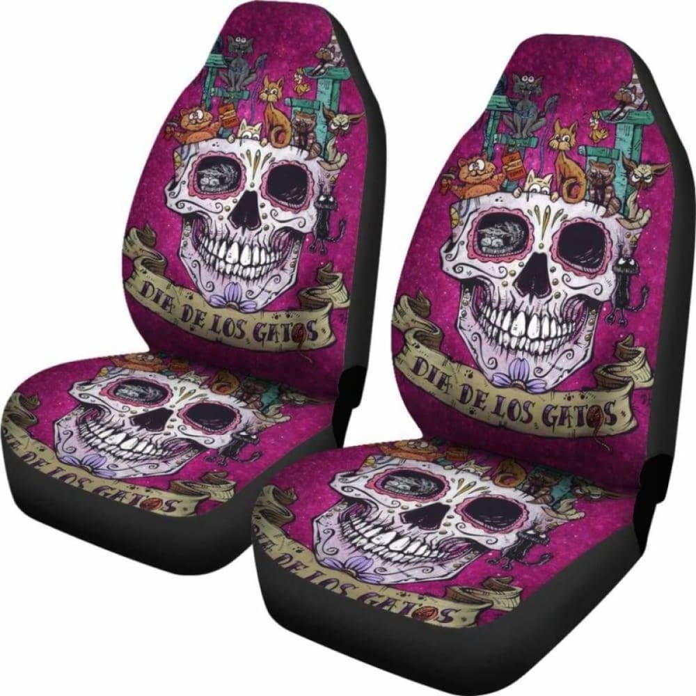 Set 2 Pcs Gothic Skull Car Seat Covers 172727