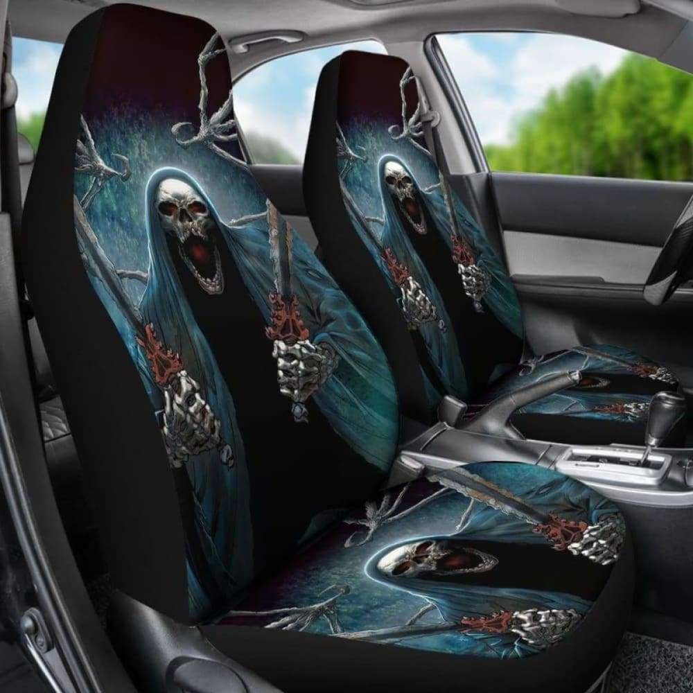 Set 2 Pcs Gothic Skull Car Seat Covers 172727