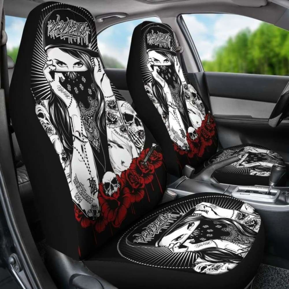 Set 2 Pcs Gothic Skull Car Seat Covers 172727