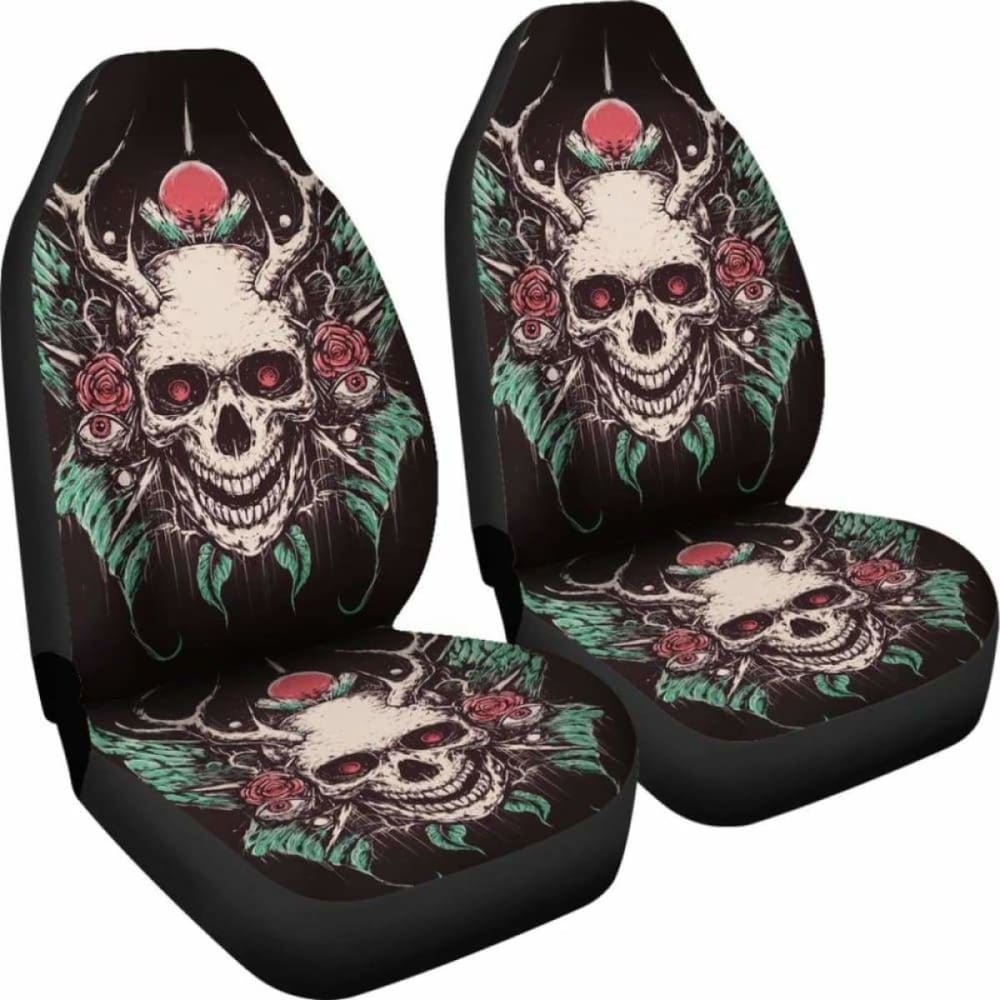 Set 2 Pcs Gothic Skull Car Seat Covers 172727
