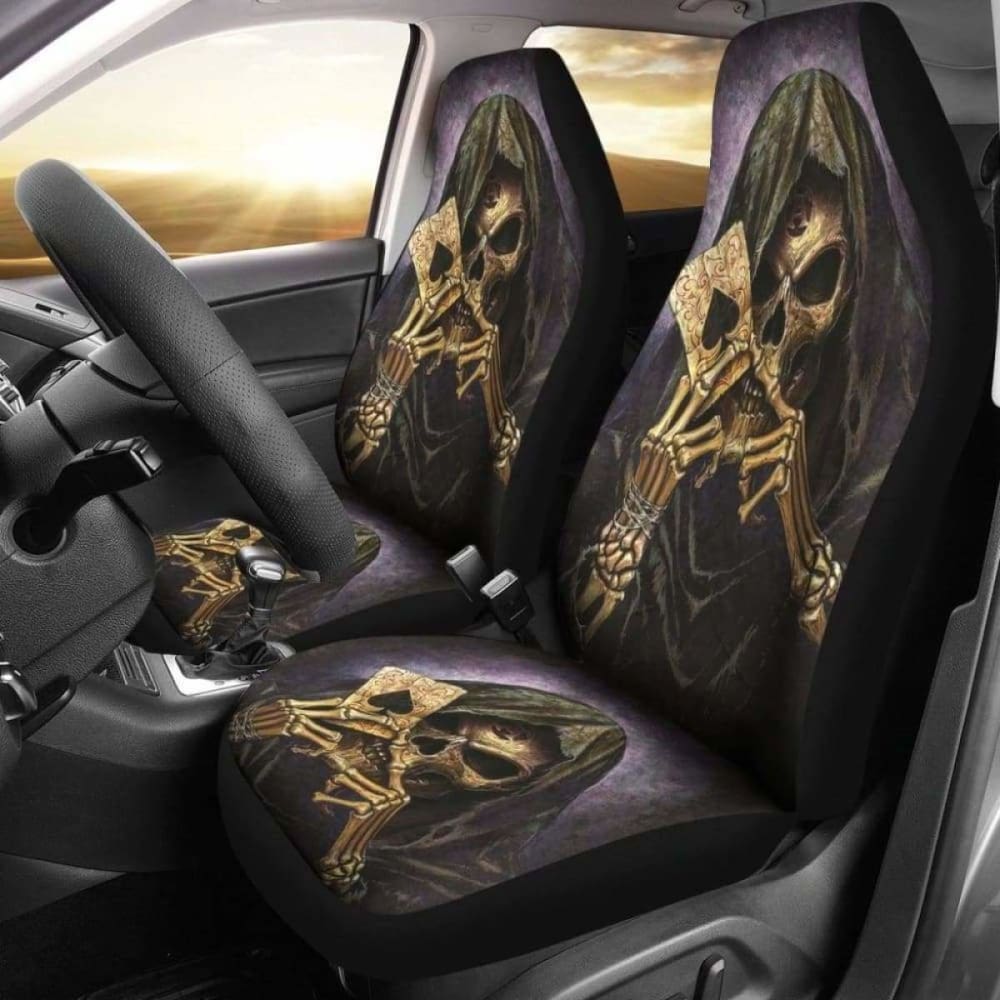 Set 2 Pcs Gothic Skull Car Seat Covers 172727