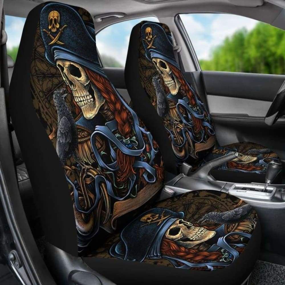Set 2 Pcs Gothic Skull Car Seat Covers 172727