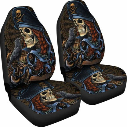 Set 2 Pcs Gothic Skull Car Seat Covers 172727