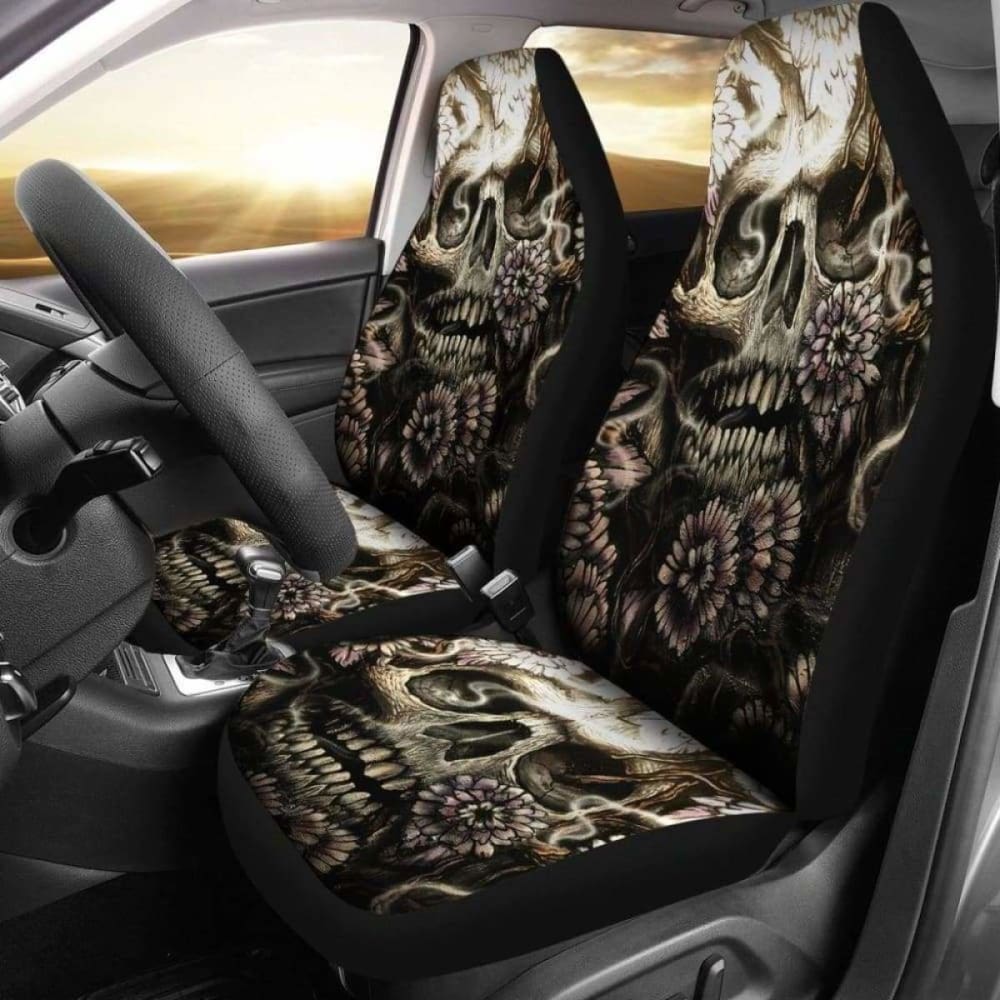 Set 2 Pcs Gothic Skull Car Seat Covers 172727