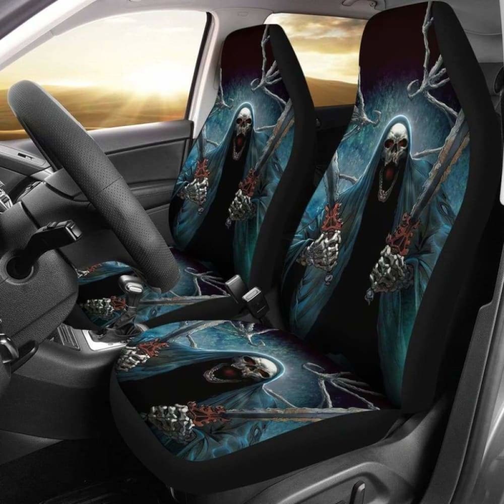 Set 2 Pcs Gothic Skull Car Seat Covers 172727