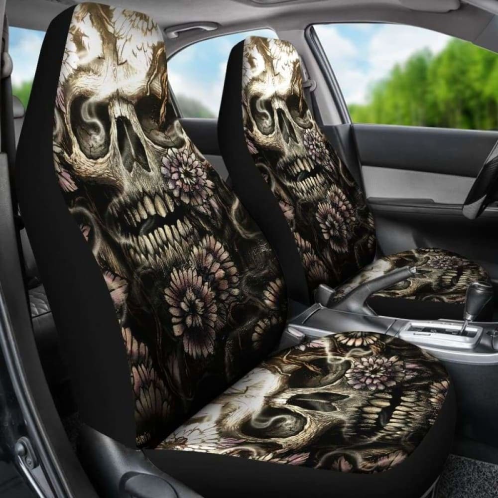 Set 2 Pcs Gothic Skull Car Seat Covers 172727