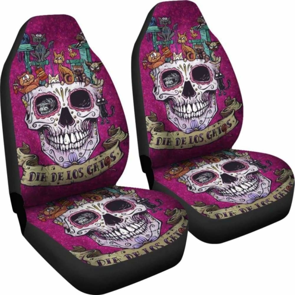 Set 2 Pcs Gothic Skull Car Seat Covers 172727