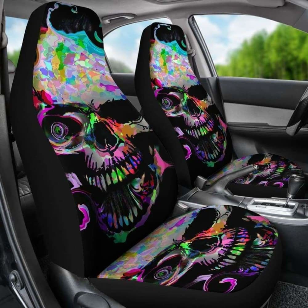 Set 2 Pcs Gothic Skull Car Seat Covers 172727