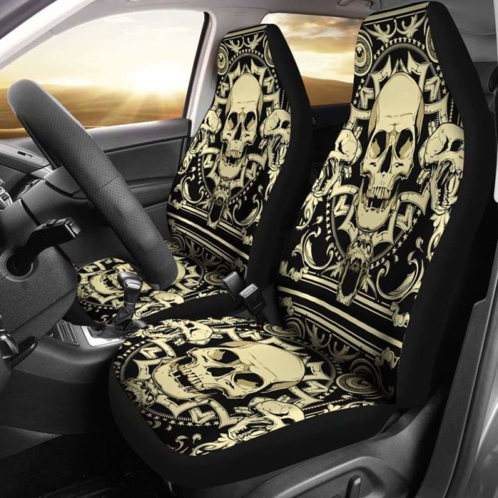 Set 2 Pcs Gothic Skull Car Seat Covers 172727