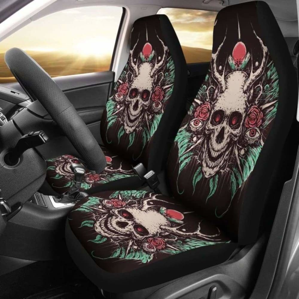 Set 2 Pcs Gothic Skull Car Seat Covers 172727