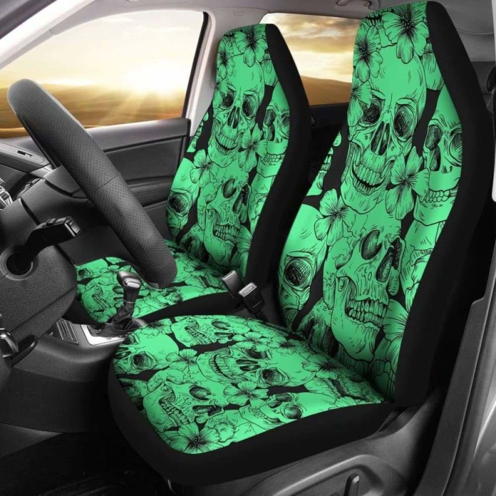 Set 2 Pcs Gothic Skull Car Seat Covers 172727