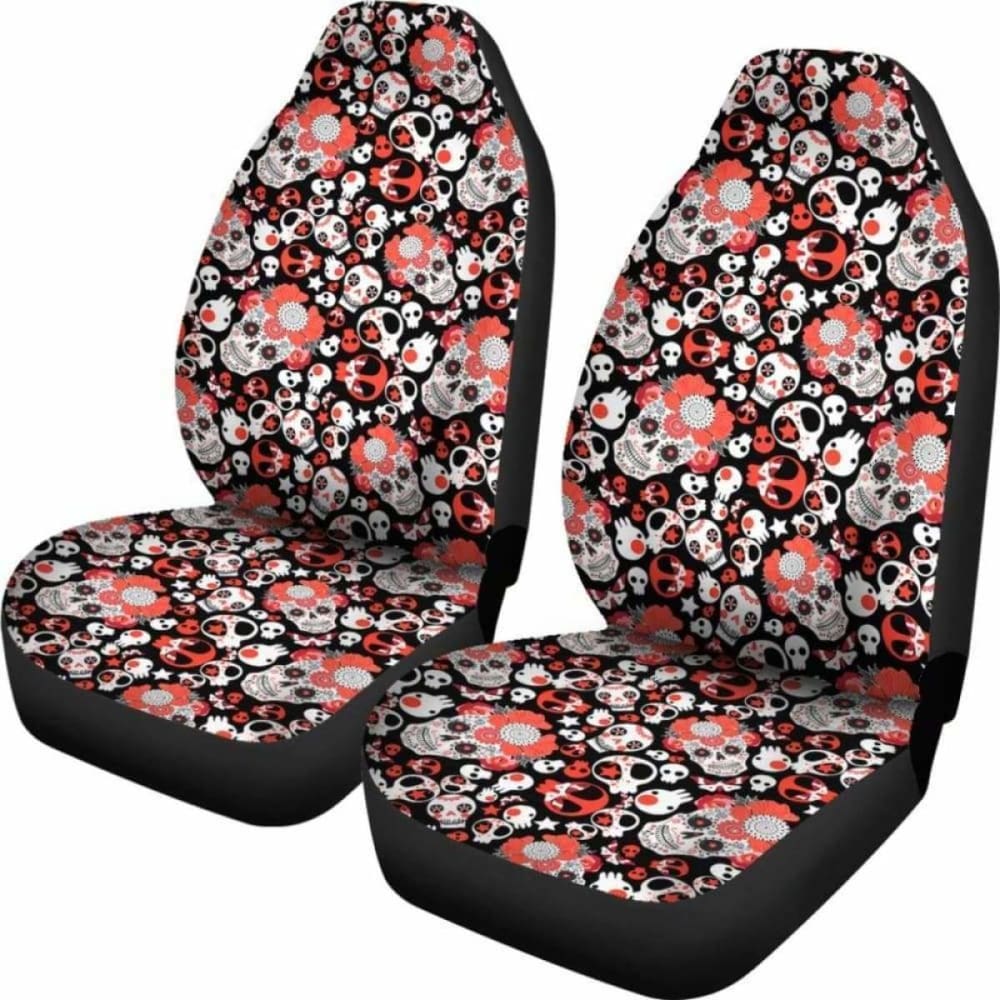 Set 2 Pcs Gothic Skull Car Seat Covers 172727