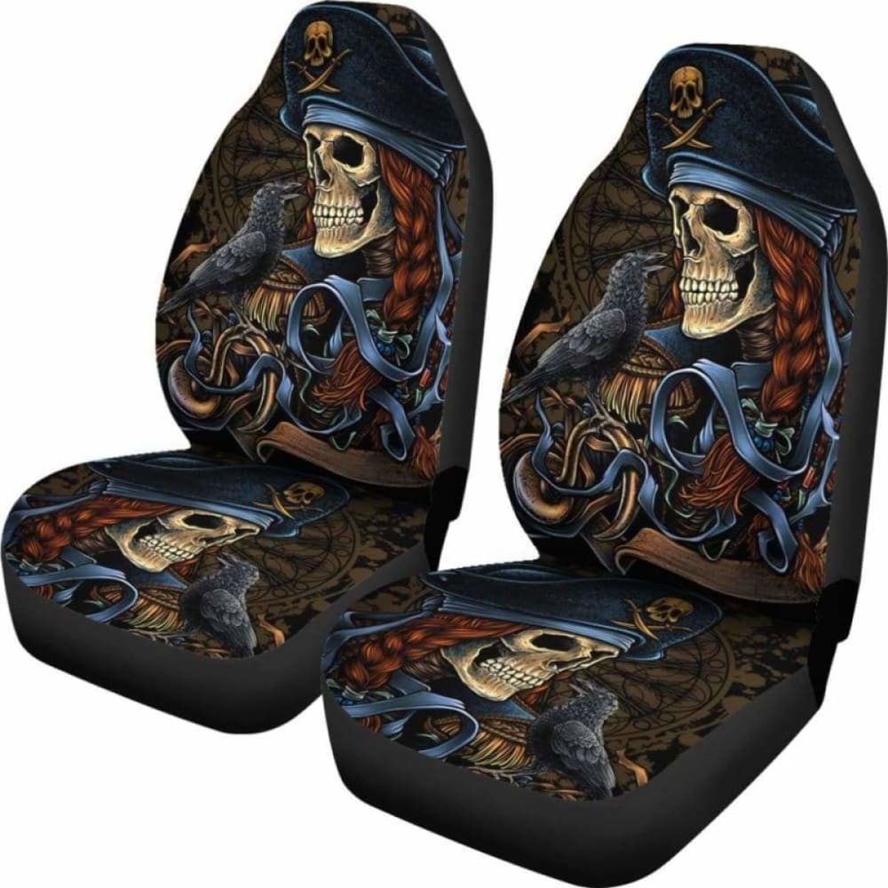 Set 2 Pcs Gothic Skull Car Seat Covers 172727