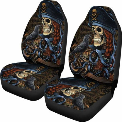 Set 2 Pcs Gothic Skull Car Seat Covers 172727