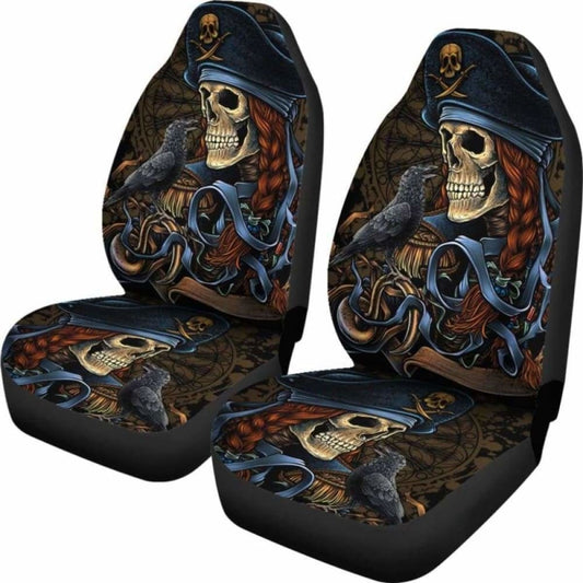 Set 2 Pcs Gothic Skull Car Seat Covers 172727
