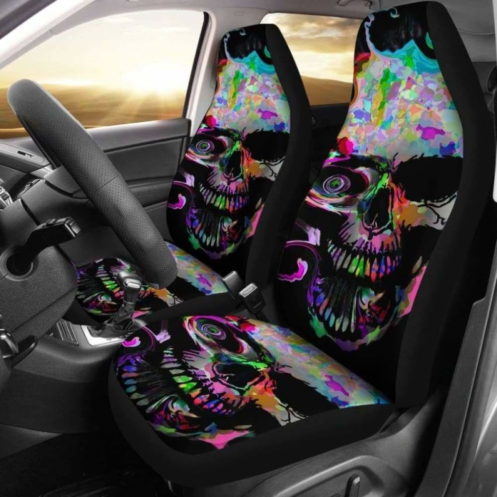 Set 2 Pcs Gothic Skull Car Seat Covers 172727