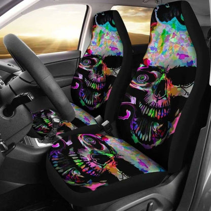 Set 2 Pcs Gothic Skull Car Seat Covers 172727