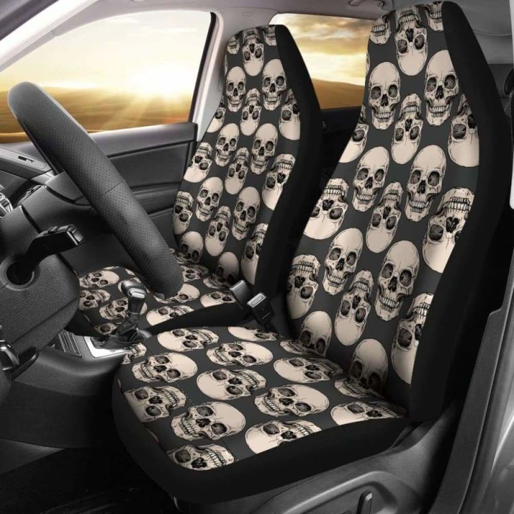 Set 2 Pcs Gothic Skull Car Seat Covers 172727