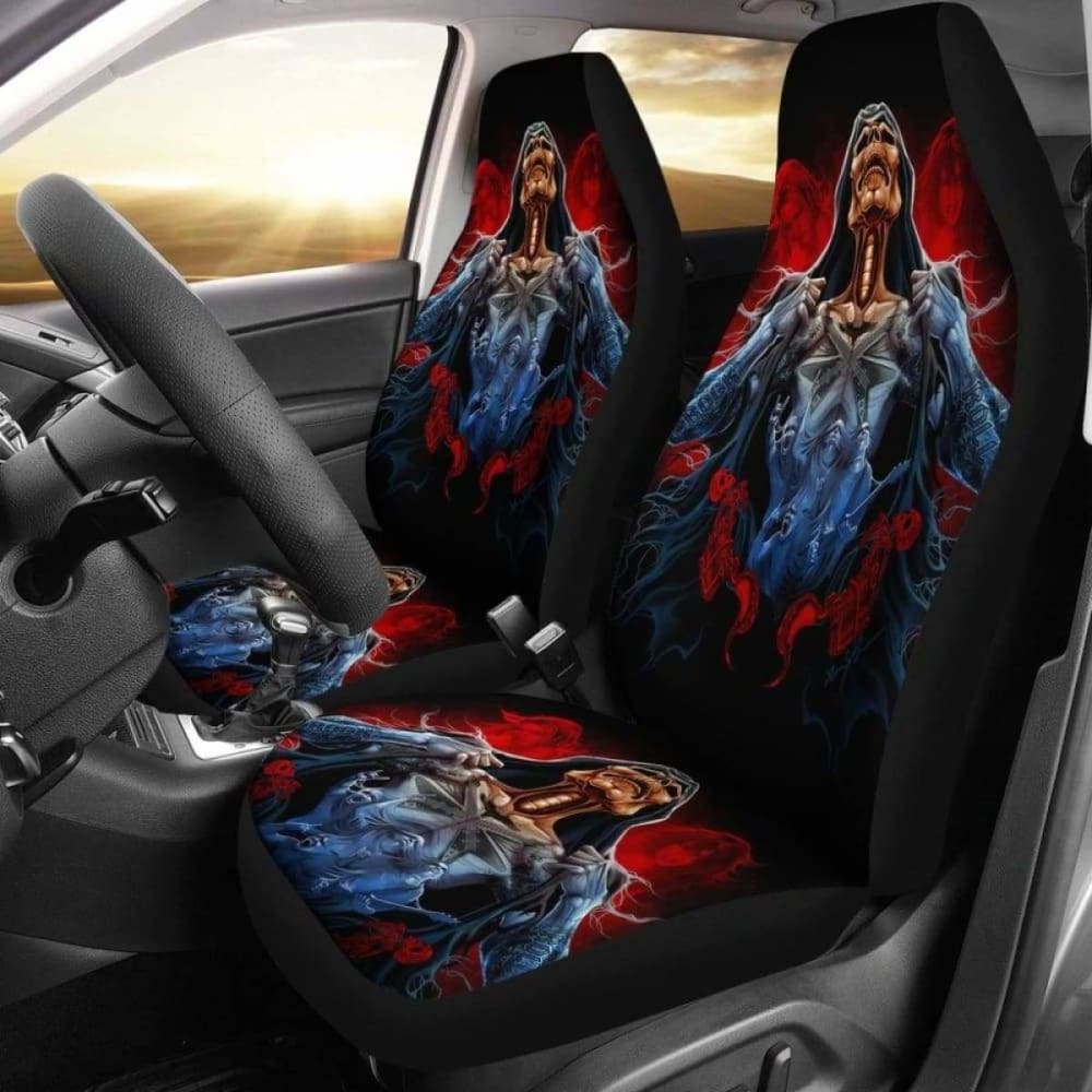 Set 2 Pcs Gothic Skull Car Seat Covers 172727