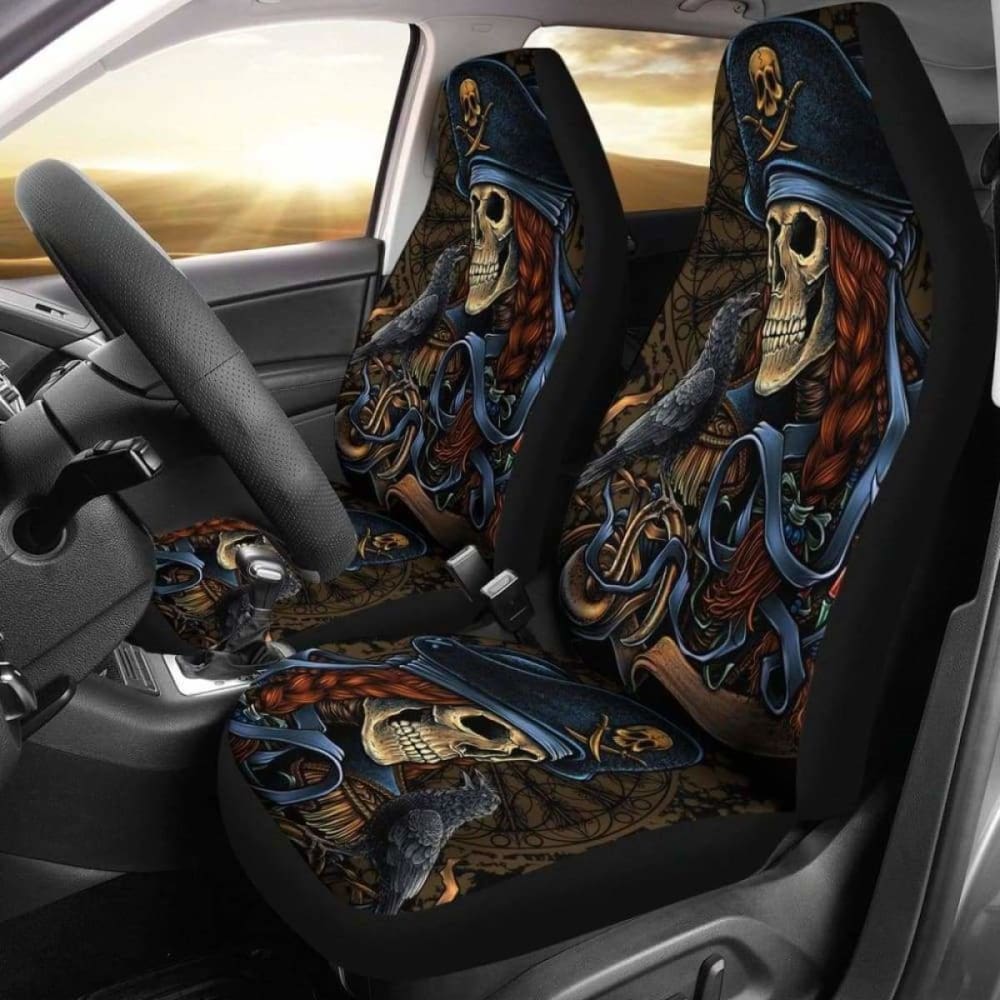 Set 2 Pcs Gothic Skull Car Seat Covers 172727