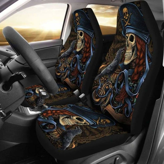 Set 2 Pcs Gothic Skull Car Seat Covers 172727
