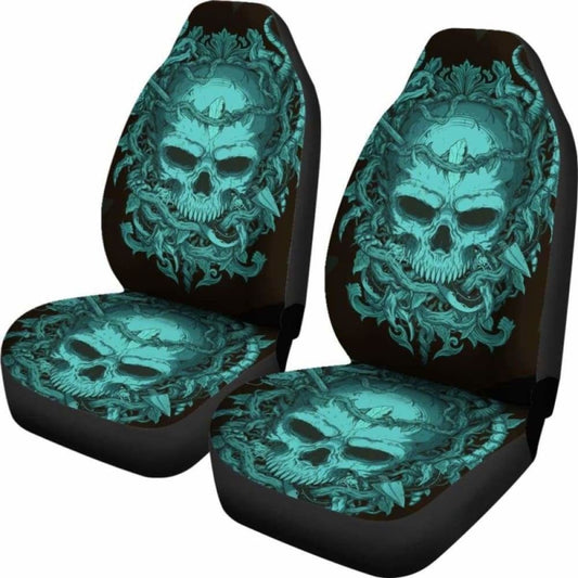 Set 2 Pcs Gothic Skull Car Seat Covers 172727