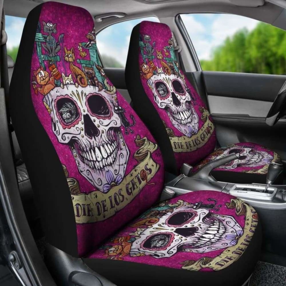 Set 2 Pcs Gothic Skull Car Seat Covers 172727