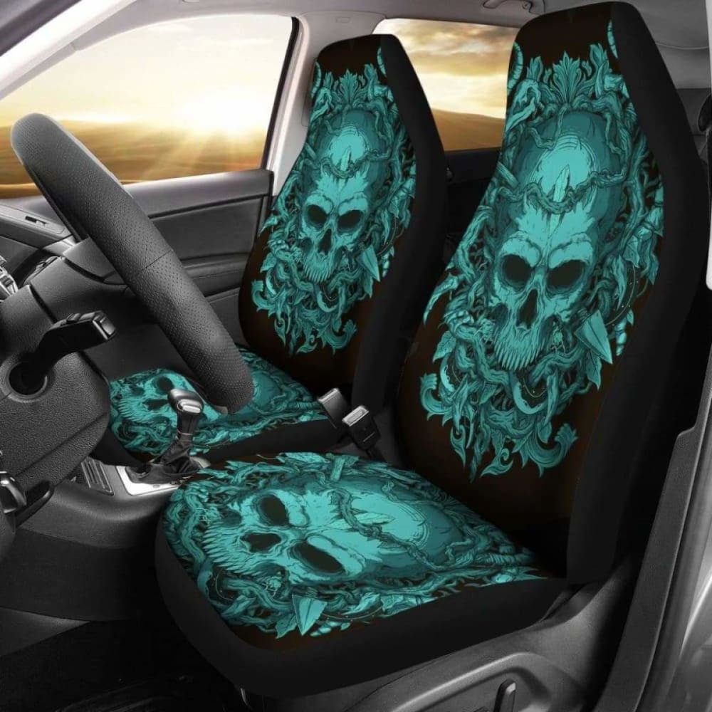 Set 2 Pcs Gothic Skull Car Seat Covers 172727