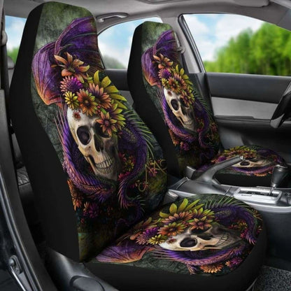 Set 2 Pcs Gothic Skull Dragon Car Seat Covers 101207