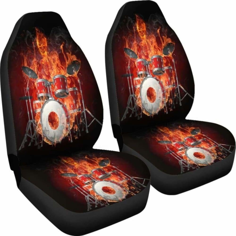 Set 2 Pcs Gothic Skull Play Drum Car Seat Covers 172727