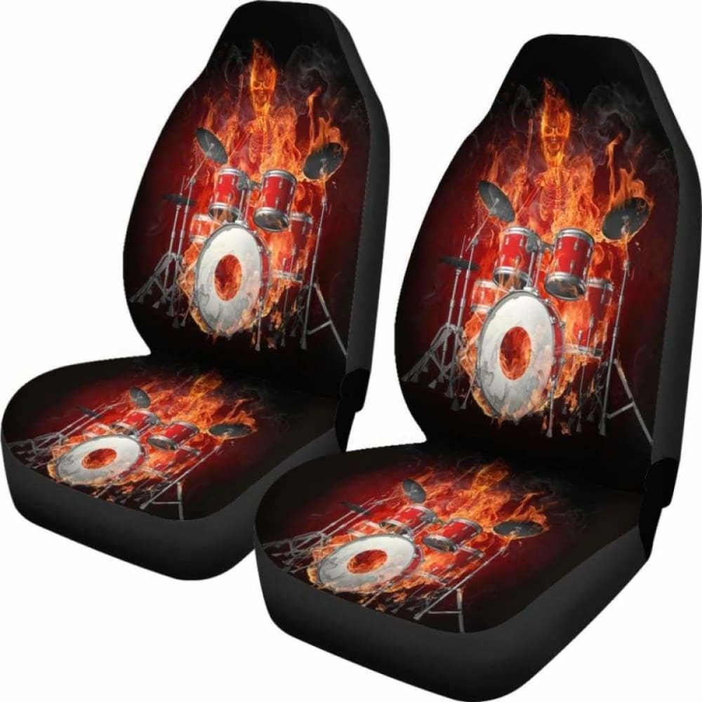 Set 2 Pcs Gothic Skull Play Drum Car Seat Covers 172727