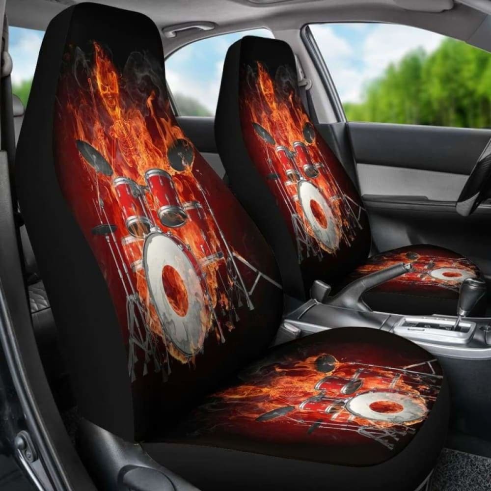 Set 2 Pcs Gothic Skull Play Drum Car Seat Covers 172727