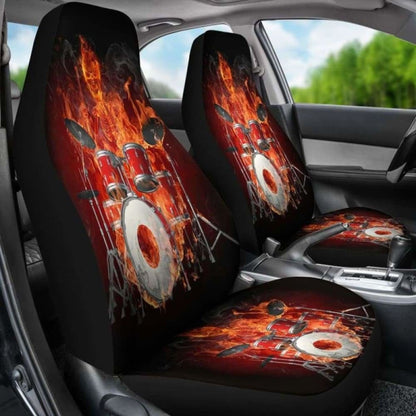 Set 2 Pcs Gothic Skull Play Drum Car Seat Covers 172727