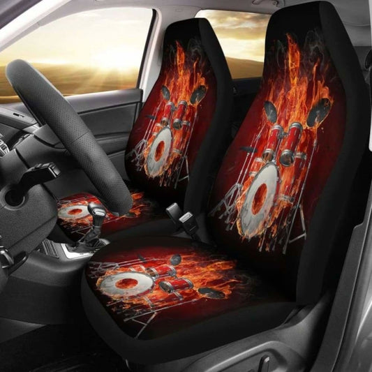 Set 2 Pcs Gothic Skull Play Drum Car Seat Covers 172727