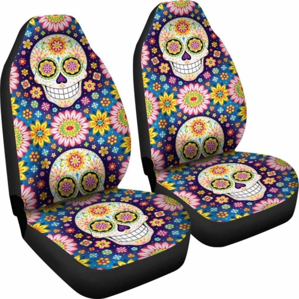 Set 2 Pcs Gothic Sugar Skull Car Seat Covers 172727