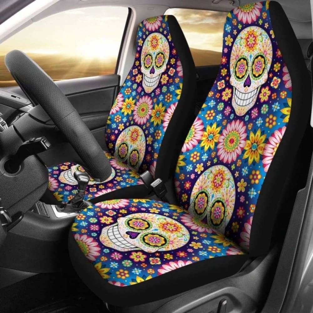 Set 2 Pcs Gothic Sugar Skull Car Seat Covers 172727