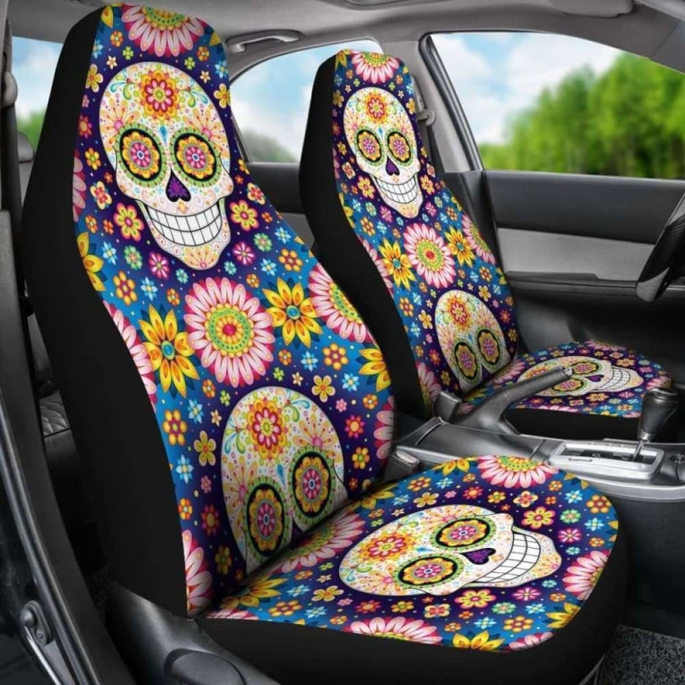 Set 2 Pcs Gothic Sugar Skull Car Seat Covers 172727