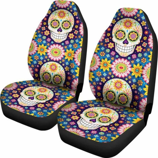 Set 2 Pcs Gothic Sugar Skull Car Seat Covers 172727