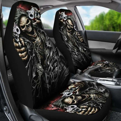 Set 2 Pcs - Grim Reaper Skull Gothic Seat Cover Sugar Skulls 172727