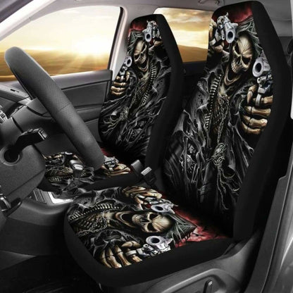 Set 2 Pcs - Grim Reaper Skull Gothic Seat Cover Sugar Skulls 172727