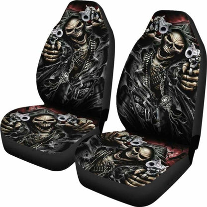 Set 2 Pcs - Grim Reaper Skull Gothic Seat Cover Sugar Skulls 172727