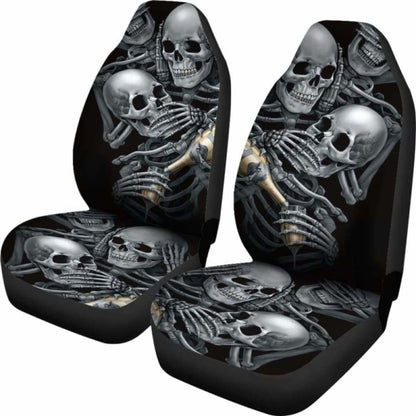 Set 2 Pcs No See No Hear No Speak Skull Gothic Car Seat Cover 172727