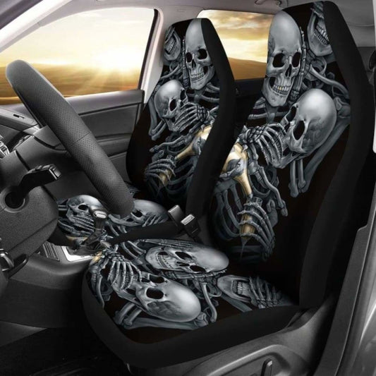 Set 2 Pcs No See No Hear No Speak Skull Gothic Car Seat Cover 172727